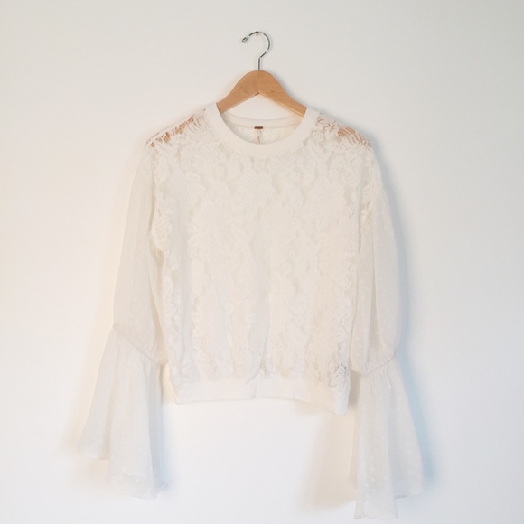 Free People Tops - Free People Lace Sweatshirt